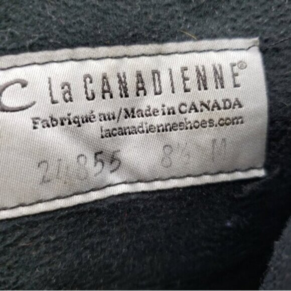 La Canadienne Black Suede Heeled Ankle Boots Size 8.5 Side Zip Treads Winter - Picture 12 of 14